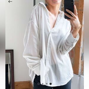 Weekday Faustine Oversized Velvet Shirt in Light Beige